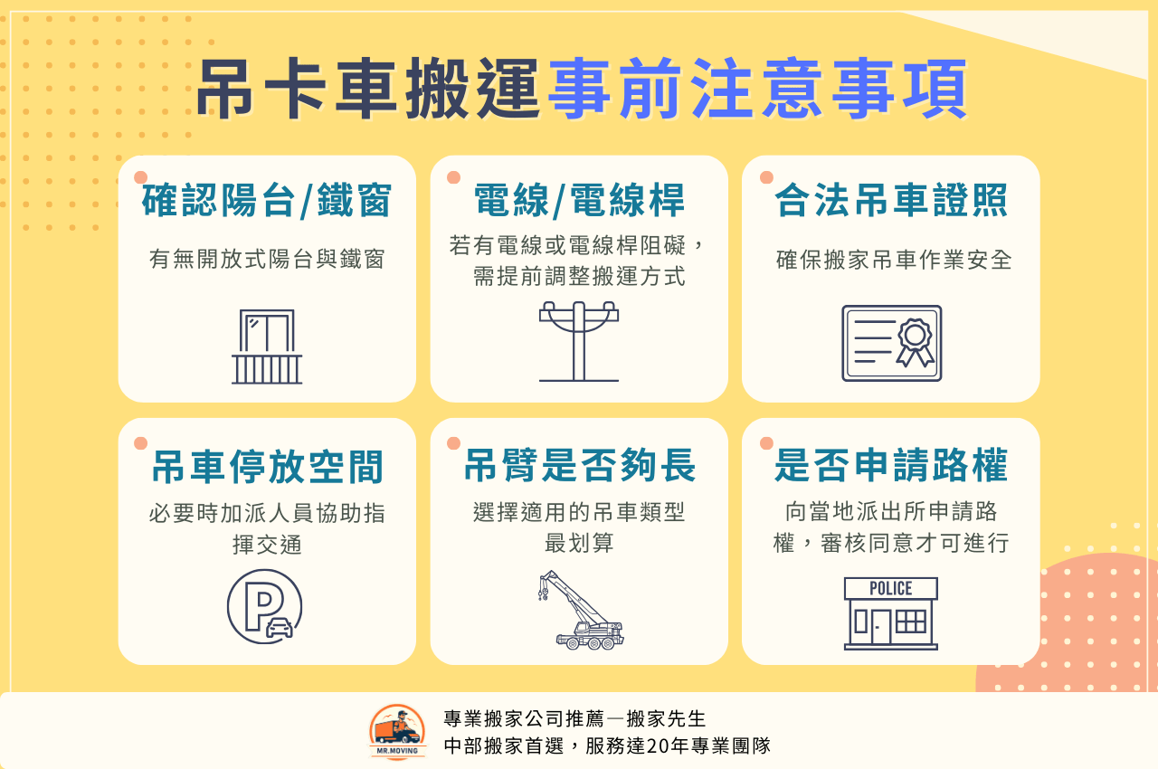 吊卡車搬運事前注意事項